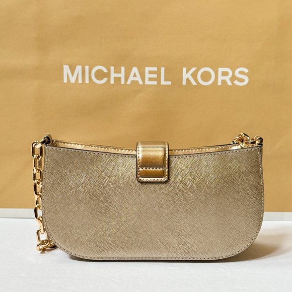 Michael Kors Small Shoulder Chain Bag Pale Gold - Picture 3 of 12